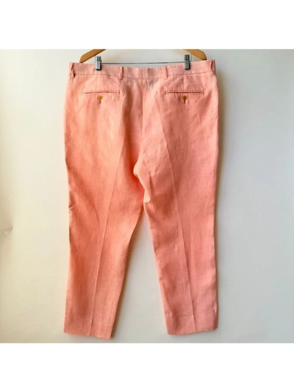 Todd Snyder Mens Linen Dress Pants 38x32 Salmon Pink Flat Front Tapered K69